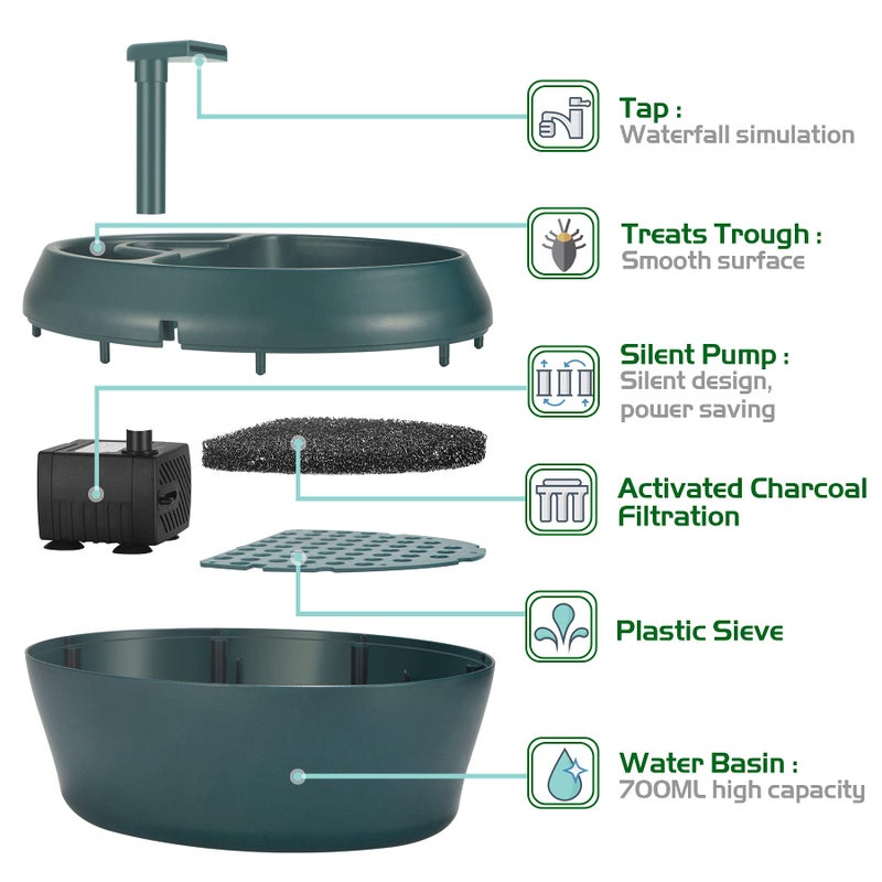 NEPTONION Reptile Chameleon Cantina with Snacks Trough, Drinking Fountain Water Dripper for Amphibians Insects Lizard Turtle Snake Spider Frog Gecko, Comes with Two Pumps (One for Replacement) - Image 2